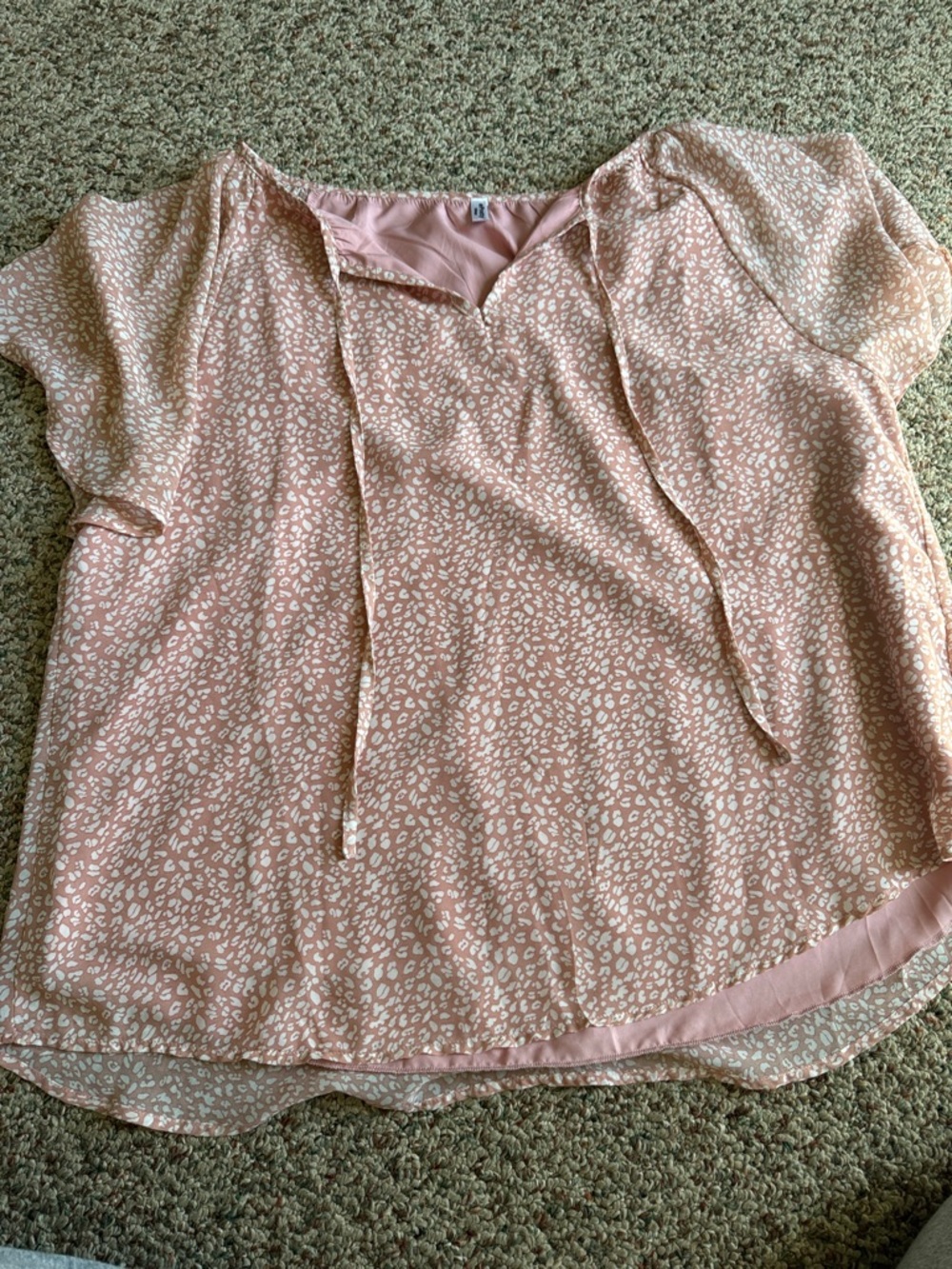 ePretty Blush Pink Leopard Tie-Neck Blouse